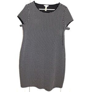 Three Seasons Maternity L Black White Check Short Sleeve Dress